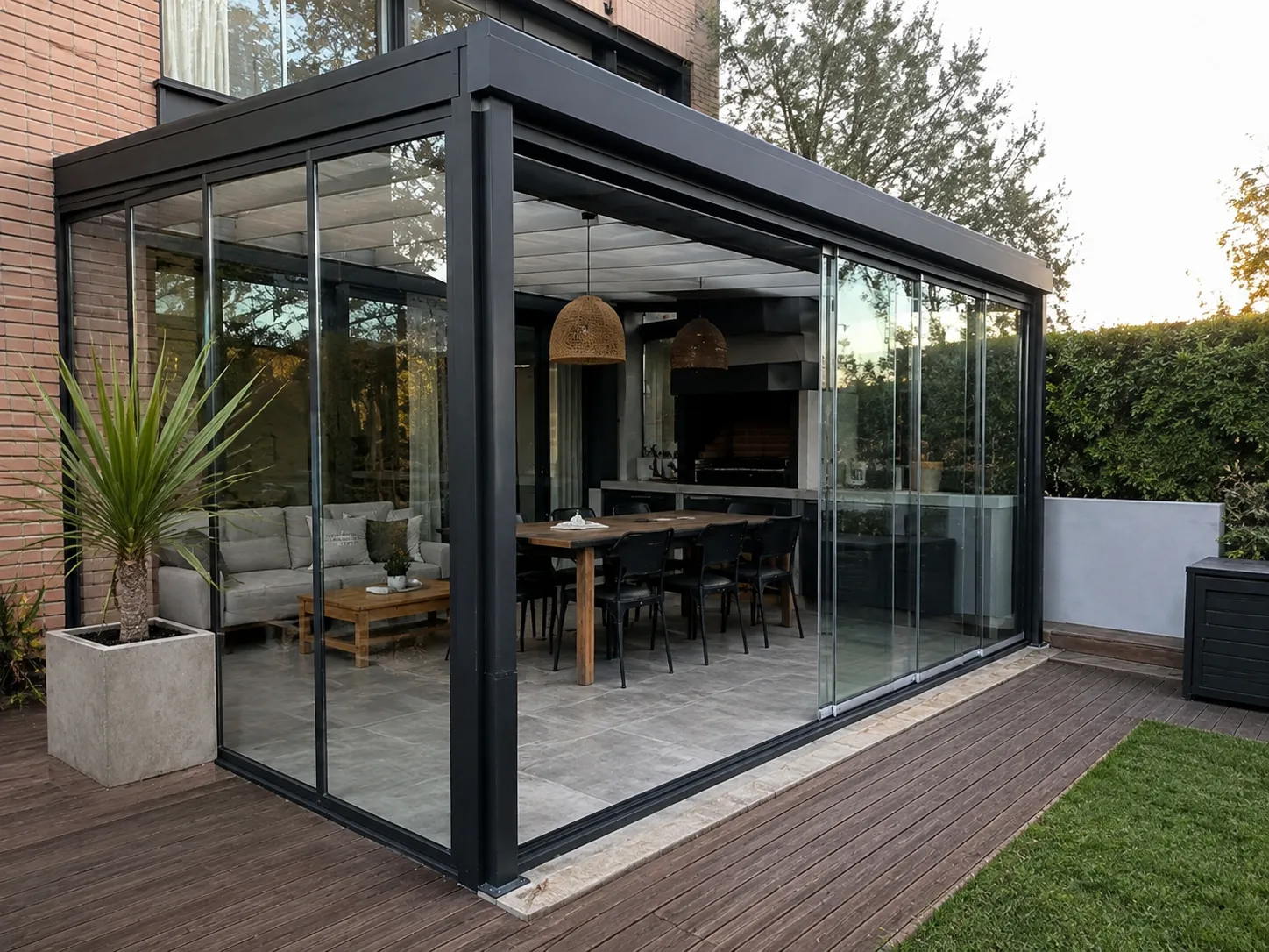 Cerramiento de terraza para living exterior — fabricada e instalada por Grupo AM
